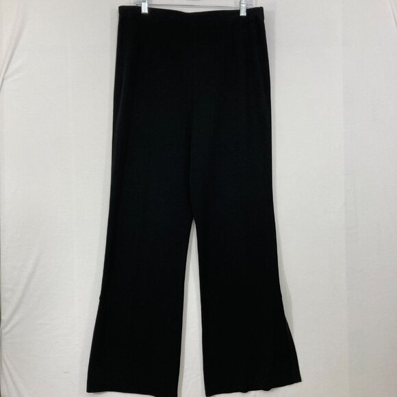 Misook size XL Black Knit Side Slit Flare Leg Pull-on Pants Office Business - Picture 1 of 10